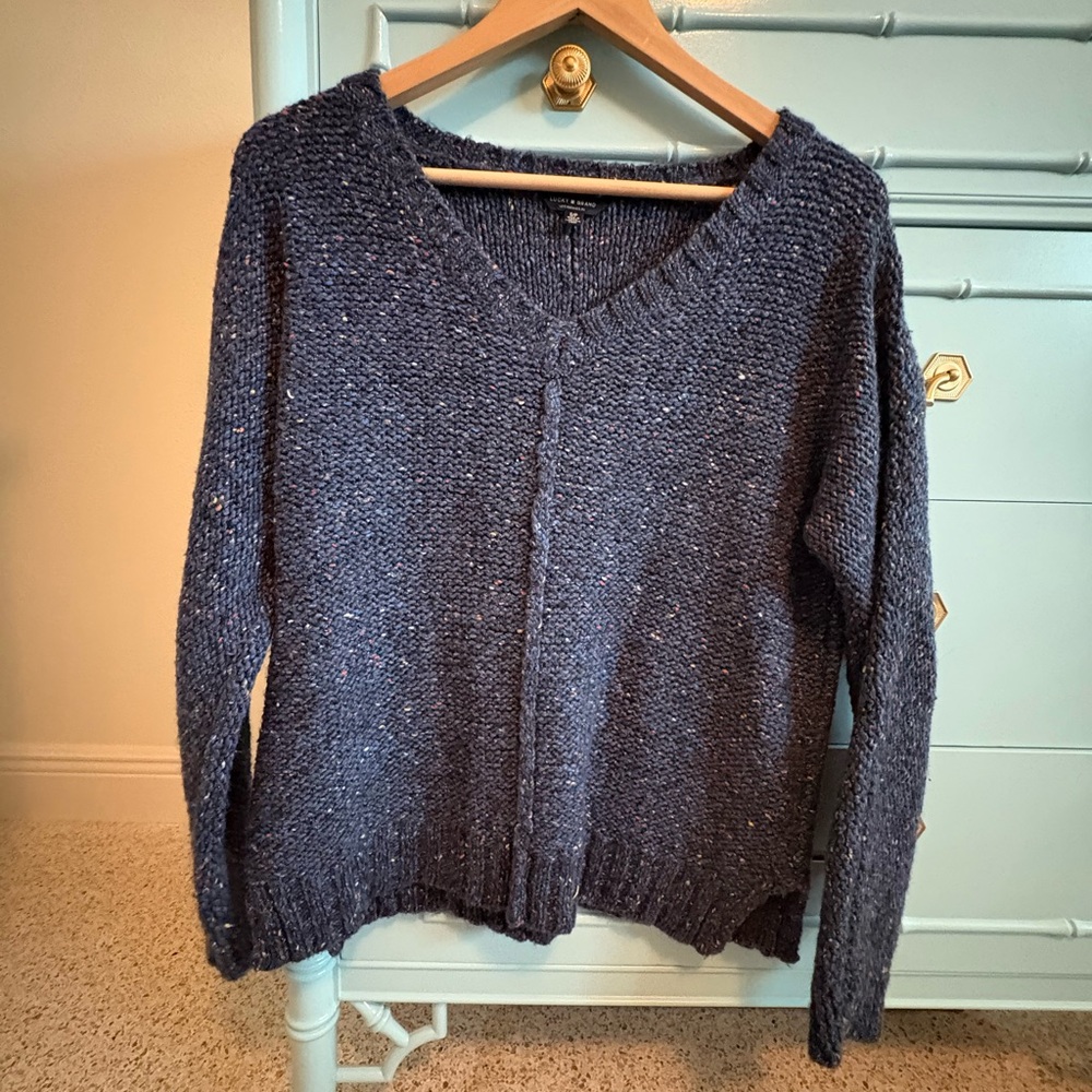 Lucky Brand Women's Deep Blue V-Neck Sweater